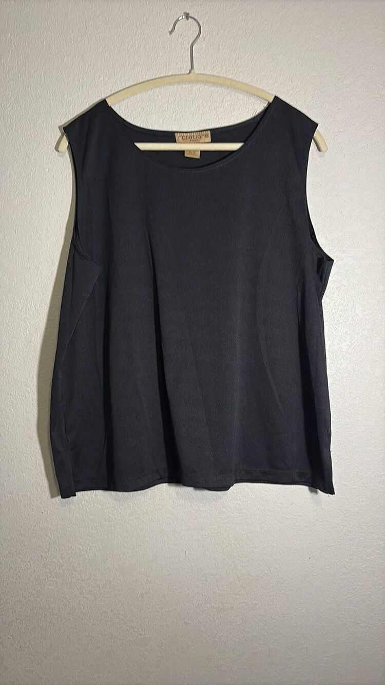 Notations Woman Vintage Black Sleeveless Scoop Neck Blouse Plus Size 1X